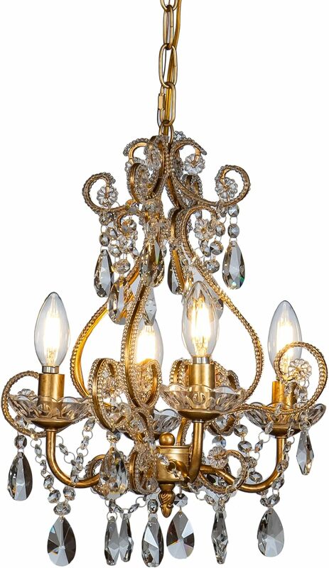 Французская кантри, антикварные золотые маленькие хрустальные люстры для столовой, винтажная лампа Swag, свечеобразная Готическая люстра