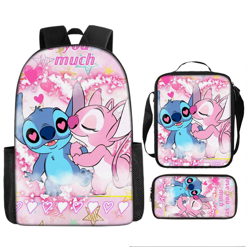 Disney-mochila escolar de Lilo & Stitch para niño y niña, bolsa de almuerzo de tela Oxford, bolso para bolígrafos, regalo de cumpleaños
