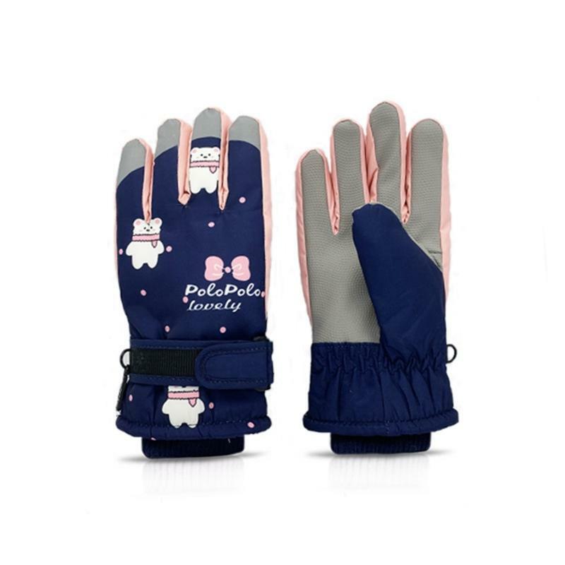 Zimowe rękawiczki narciarskie dla dzieci Wodoodporne rękawiczki narciarskie dziecięce wzorem kreskówkowym