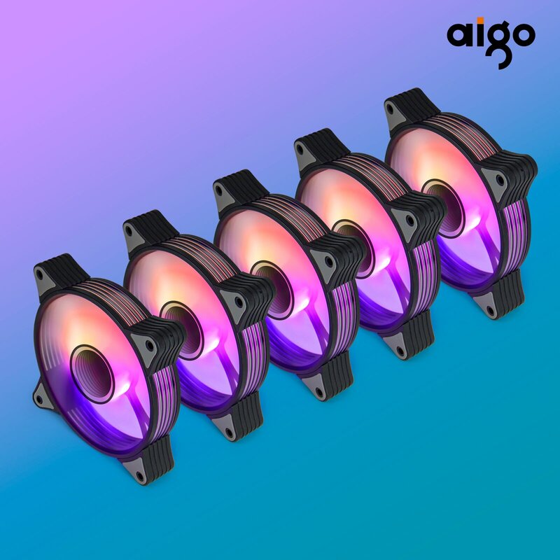 Aigo-Ventilateur de boîtier d'ordinateur AR12PRO, 120mm, RVB, 4 broches, PWM, CPU, refroidissement, 3 broches, 5V, espace illimité Argb, 12cm