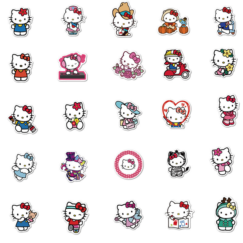 50 шт. милые наклейки «Моя Мелодия» Kuromi Hello Kitty для девочек, наклейки «сделай сам» для ноутбука, телефона, дневника, милые Мультяшные наклейки Sanrio