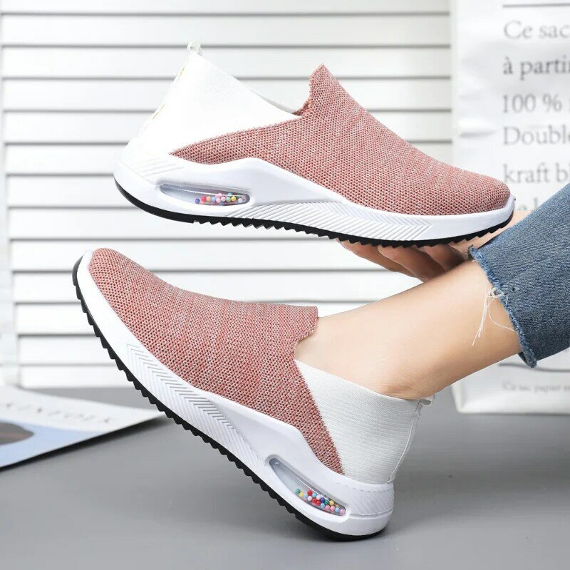Женские кроссовки без шнуровки, Вулканизированная подошва, дышащие, сетчатые, Спортивная повседневная обувь на платформе, модель 2023