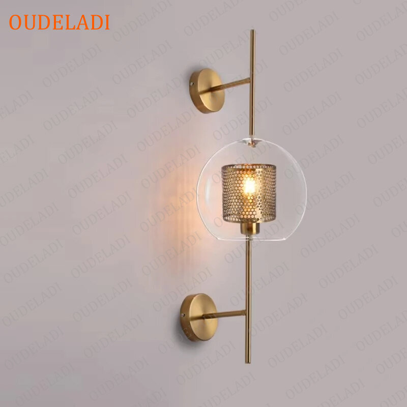 Nordic Glass Wall Lamps Modern Living Room Bedroom Bedside Aisle Wall Sconce Indoor Decorative Lamp Metal Glass Luminaire