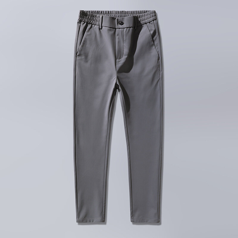 남성용 얇은 비즈니스 캐주얼 바지, 신축성 있는 슬림 핏 허리 조거, 클래식 블루 블랙 그레이 브랜드 바지