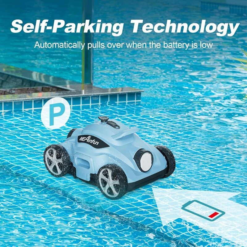 2024 penyedot debu kolam robot nirkabel baru, tahan 110 menit & bersih 1076 Sq. Robot Pool Ft-parkir otomatis 5800mah