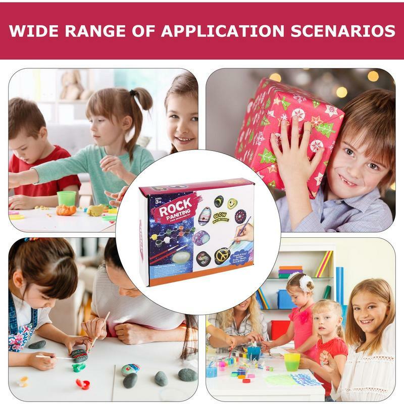 Kids Rock Painting Kit Stone Painting Art Toys Fine Motor Toys fun and Educational Toys DIY Crafts for Kids great birthday gift