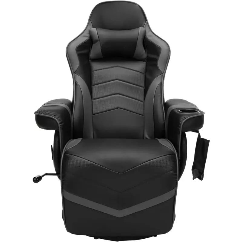Krzesło do gier - salon na konsolę do gier elektronicznych, salon komputerowy, regulowany fotel wypoczynkowy z podnóżkiem - szary