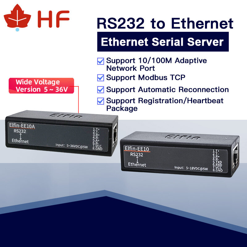 Port szeregowy RS232 do portu szeregowego Ethernet obsługa protokołu Modbus TCP TCP/IP Telnet EE10A