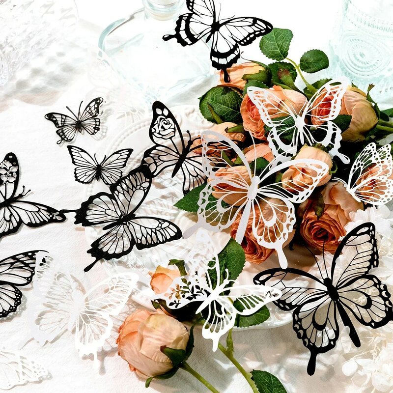 Bela borboleta adesivos, série pássaro, gaiola, flor, tema, material manual, diy diário, 20 pcs/set
