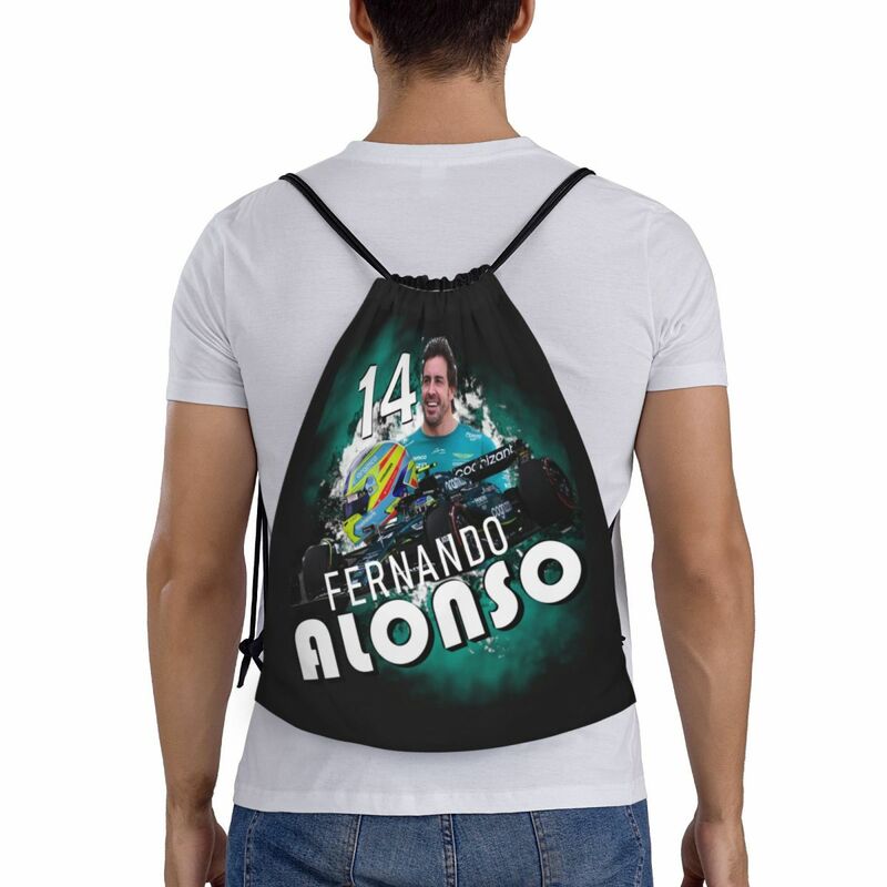 Alonso-Motor Racing Drawstring Bag para homens e mulheres, mochila esportiva portátil Gym, Diego Sports Car Training Backpacks