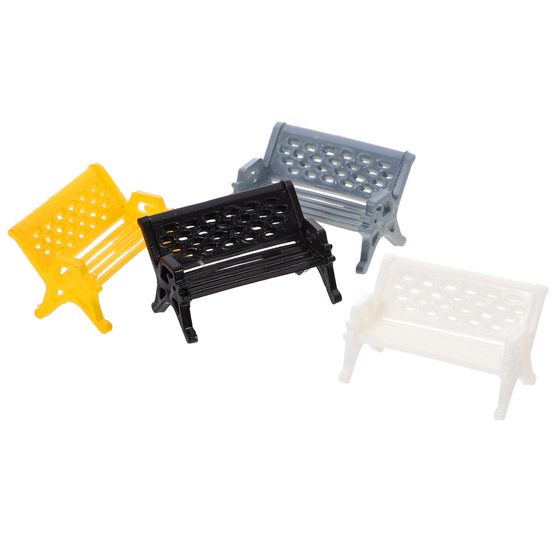 Plastic Bench Model Decor, Decorações Mini Cadeira, Móveis Bonitos, Foto Props, Ornamentos Realistas, 4 Pcs