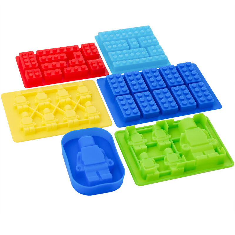 Robot Ice Cube Tray stampo in Silicone stampi per caramelle cioccolato per bambini Party and Baking Minifigure Building Block temi