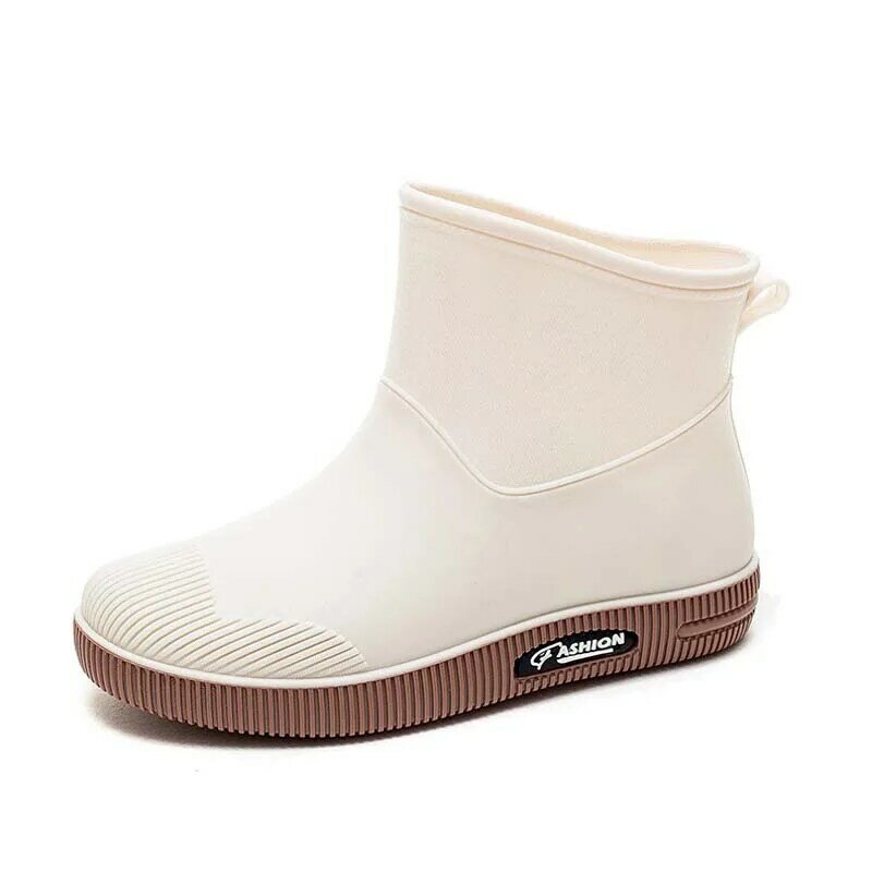 Botas de lluvia impermeables para mujer, zapatos de goma al tobillo, calzado de seguridad para el trabajo, jardín, pesca