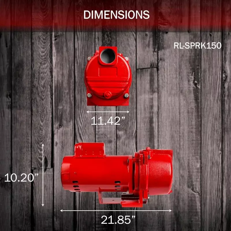 Sprinkler vermelho do ferro fundido do leão, bomba da irrigação, impulsor termoplástico, vermelho, RL-SPRK150, 115/230 volts, 1.5 HP, 71 GPM, 97101501