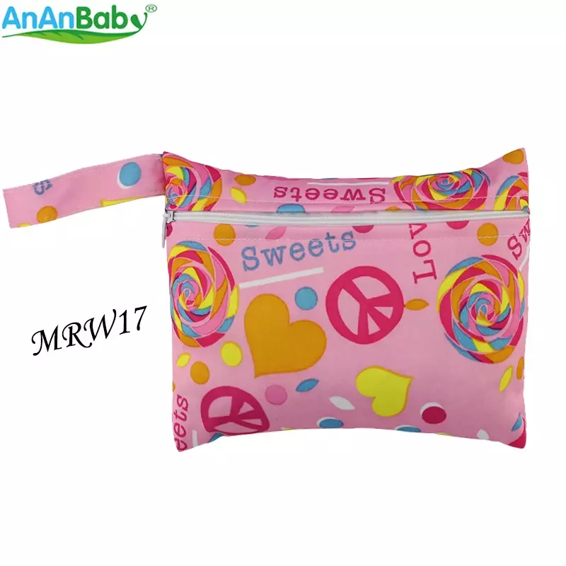 AnAnbaby-Mini bolsa de pañales para bebé con estampado, PUL impermeable, con cremallera, 2 uds.