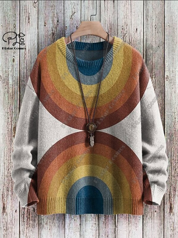 PLstarCosmos-suéter con estampado 3D para hombre y mujer, suéter cálido y feo de estilo retro y geométrico, informal, unisex, para invierno