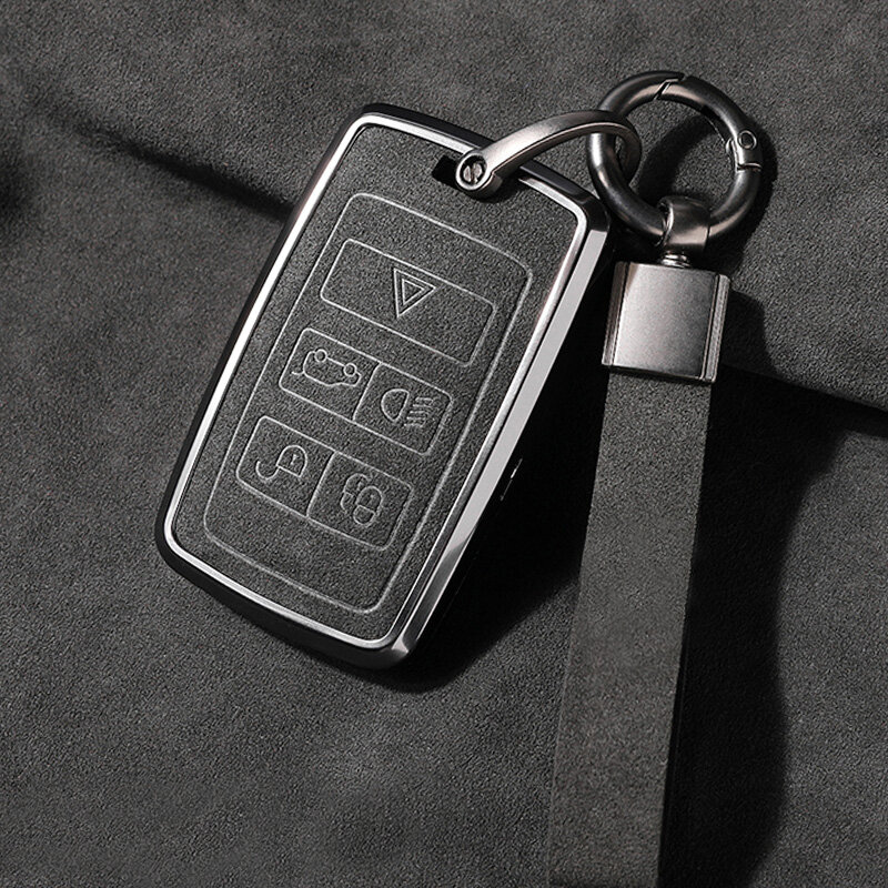 Porte-clés en daim véritable, coque en fourrure, housse de protection pour clé de voiture Land Rover Range Rover Discovery Sport Freelander 4 3