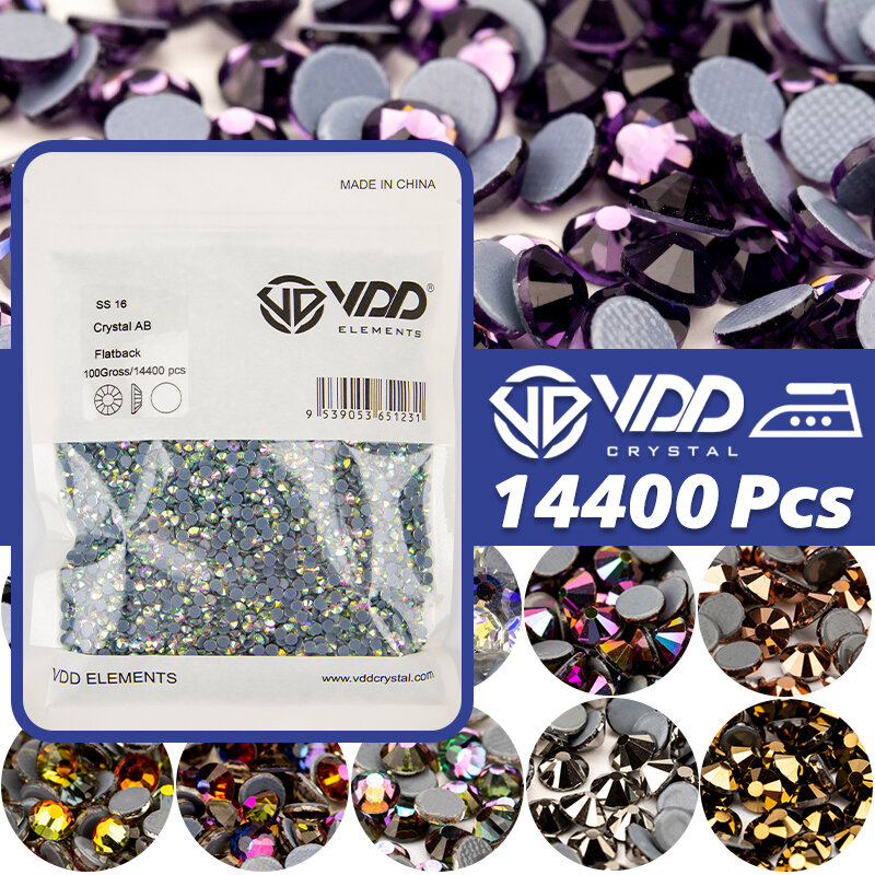 VDD 14400Pcs all'ingrosso all'ingrosso di alta qualità Strass di vetro cristallo Hot Fix Flatback Glitter Strass pietre per vestiti in tessuto fai da te