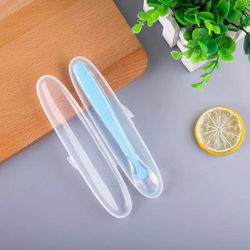 Baby Spoon Storage Box Infant Silicone Spoons Organizers Plastic Transparent Case Holder Tableware Cases Travel