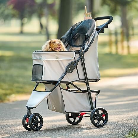 Carlson Pet Products Kinderwagen, enthält 360-Grad-Vorderradschwenkbar, Hinterrad brüche, reflektierende Verkleidung, Mesh-Paneele,
