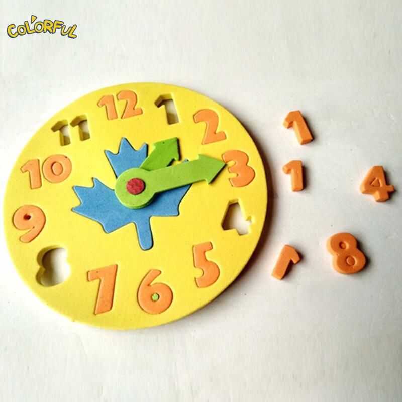 Orologio in schiuma Kawaii Early Education Fun Puzzle gioco per bambini 3-6 anni giocattoli per l'apprendimento dell'orologio 13*13cm