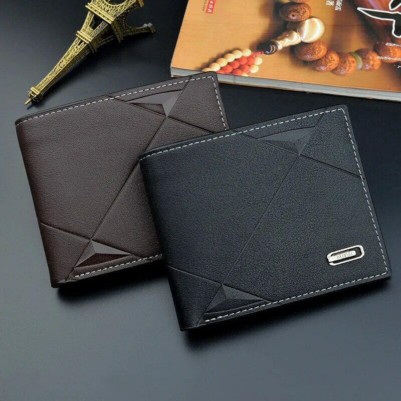 2023 New Men's Wallet Short Multi-card Coin Purse Fashion Casual Wallet Male Youth Thin Three-fold Horizontal Soft Wallet Men PU