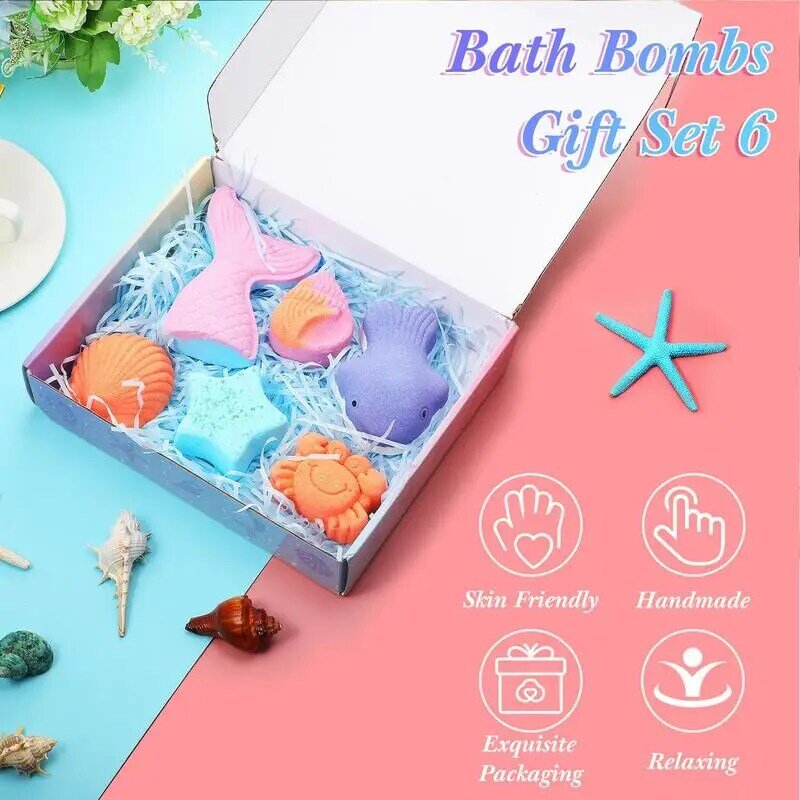 Palla da bagno regali Set regalo carino di palline di sale da bagno leggero e conveniente Set da 6 pezzi palla idratante con ingredienti naturali