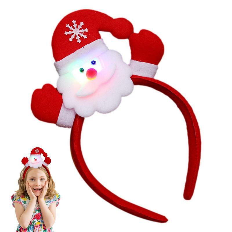 Рождественские повязки на голову со светодиодной подсветкой, Рождественский костюм, головной убор, плюшевые детские аксессуары для волос, аксессуары для девочек, малышей