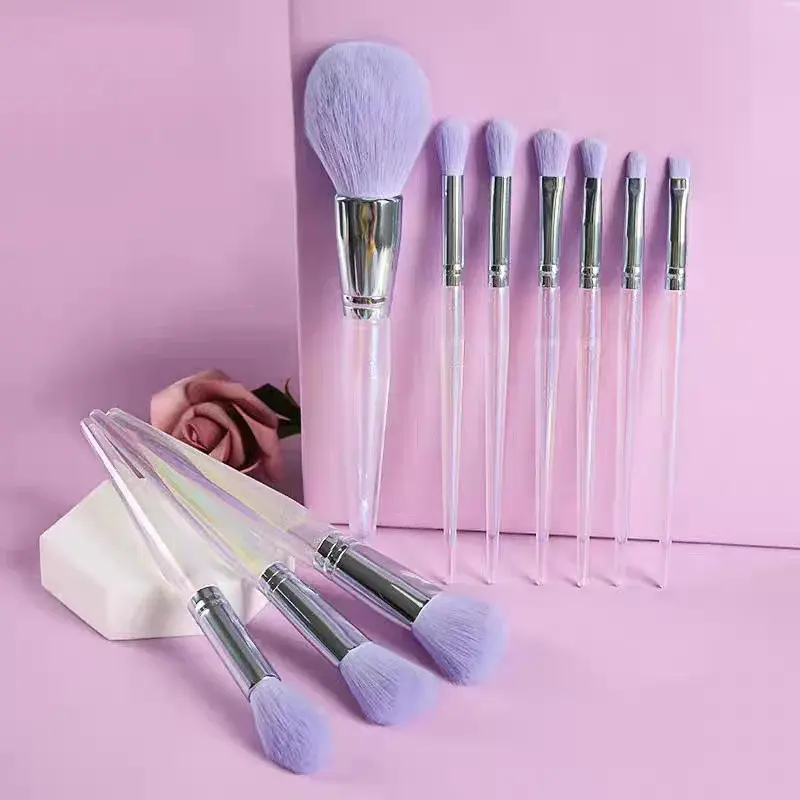 Professional Purple Makeup Brushes Set com Saco De Armazenamento, Sombra Em Pó, Fundação, Esculpindo, Highlighter, Escova De Sobrancelha, 5-10Pcs