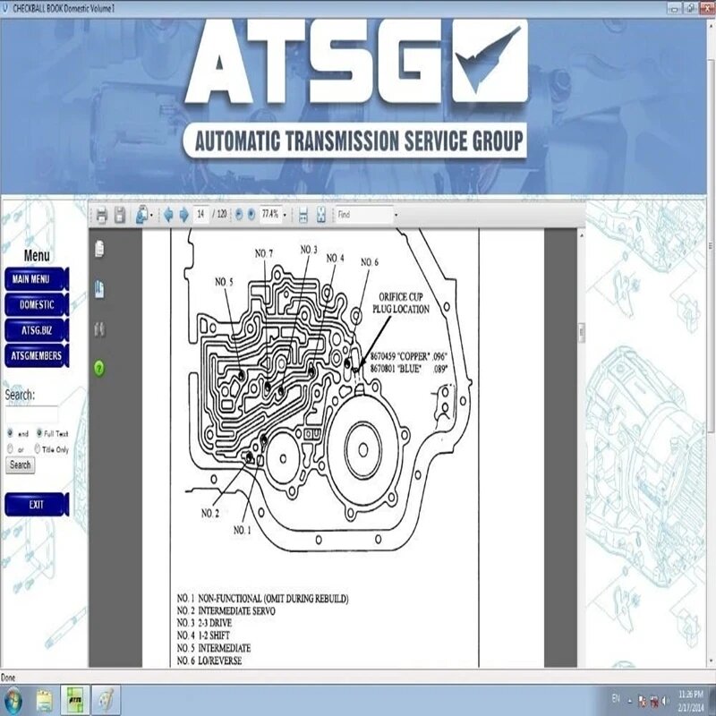 ATSG 2017, oprogramowanie do konserwacji samochodów. Usługa automatycznej skrzyni biegów. Informacje o konserwacji. Ręczne wykrywanie usterek