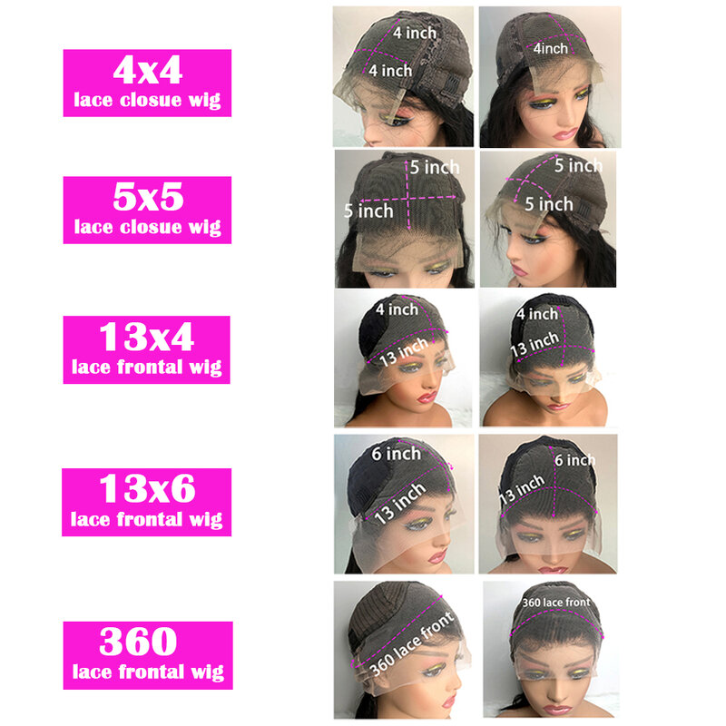 Perruque Lace Frontal Wig 360 brésilienne naturelle, cheveux lisses, 4x4, 5x5, 13x4, 13x6, Hd, pour femmes