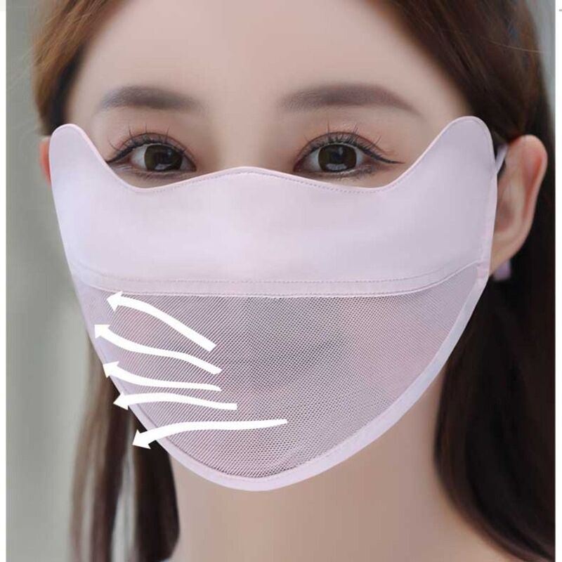 Regulowany lodowy jedwab szalik na twarz nowy letni osłona na twarz antyuv siatka w jednolitym kolorze maska na twarz