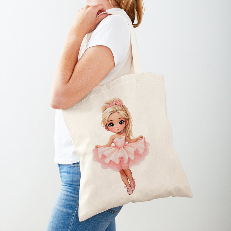 Kreskówka Lychee Life baletnica słodkie dzieci księżniczka torba na zakupy dama torebka na ramię eko płócienne torby na zakupy kobiet