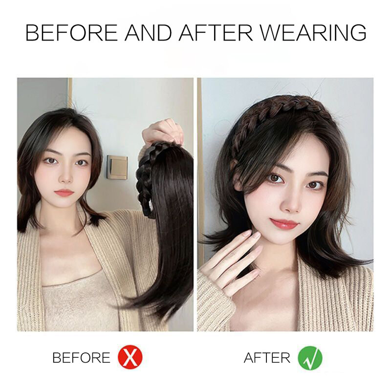 Micro-Volume Synthetic Reissue block Wig Replacement Block One-piece Wig Women's Twist Braided Fishbone Hairpiece