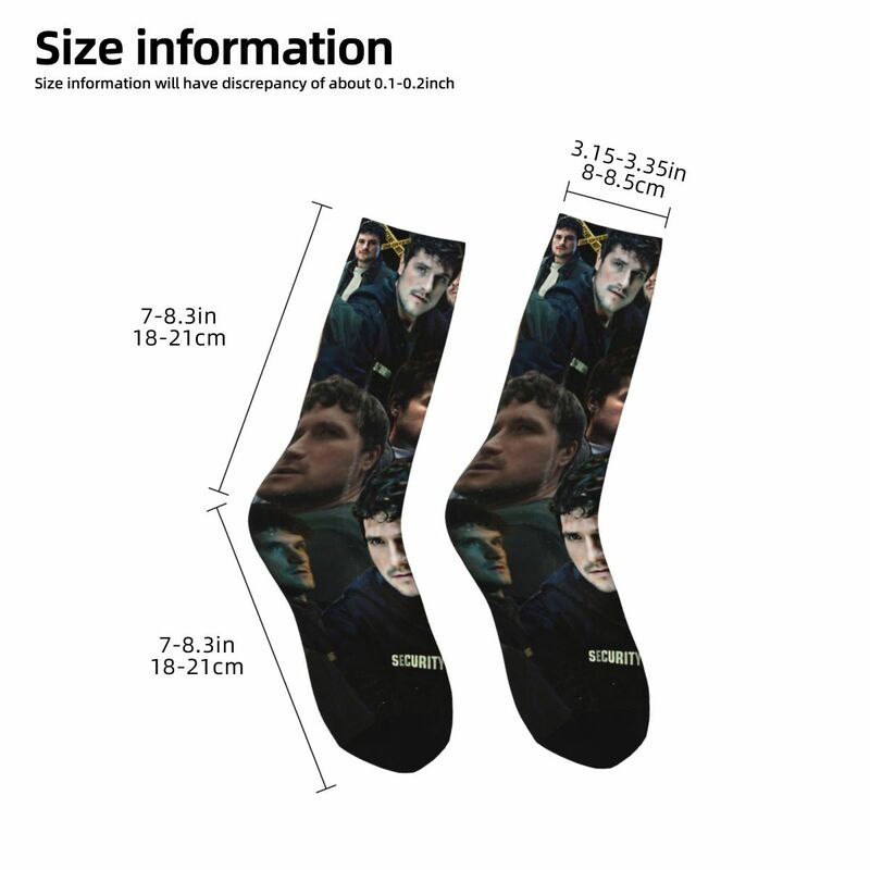 Kaus kaki olahraga Josh Hutcherson warna-warni kaus kaki tabung tengah poliester untuk pria wanita