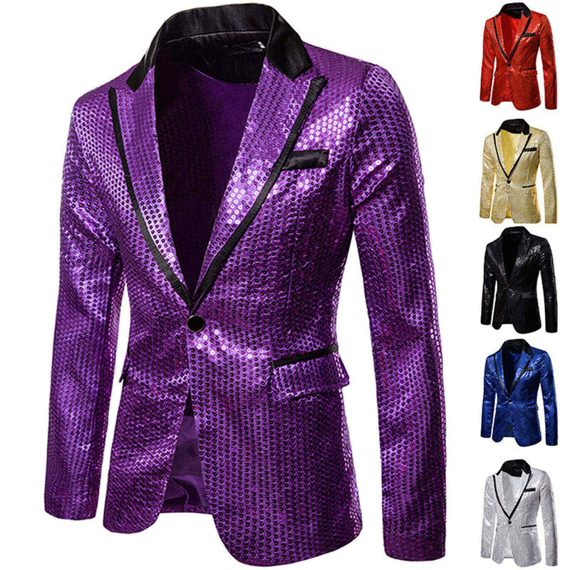 Blazer decorado dourado brilhante masculino, jaqueta brilhante, boate, terno de formatura, traje Homme, desgaste de palco para cantor