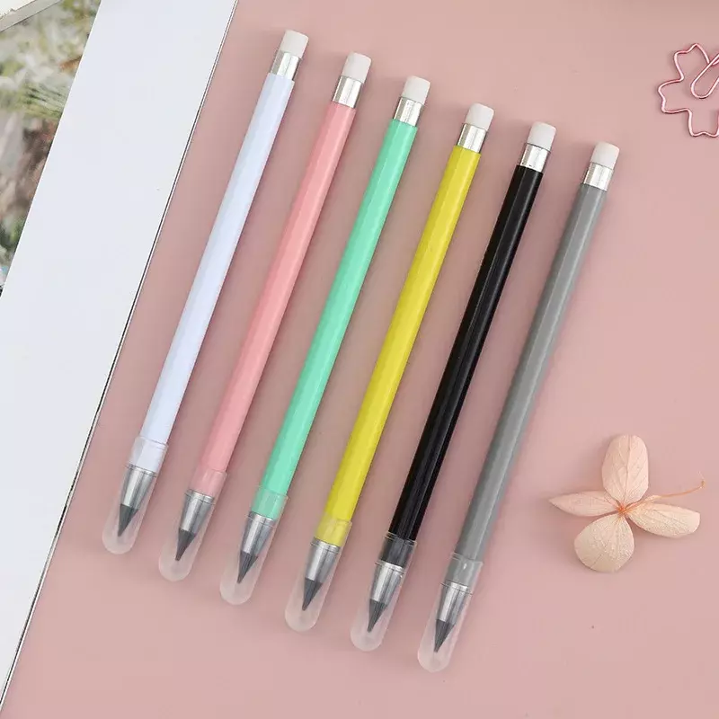 Pensil warna Eternal Lead Core tahan aus, tidak mudah rusak perlengkapan alat tulis pena dapat diganti portabel