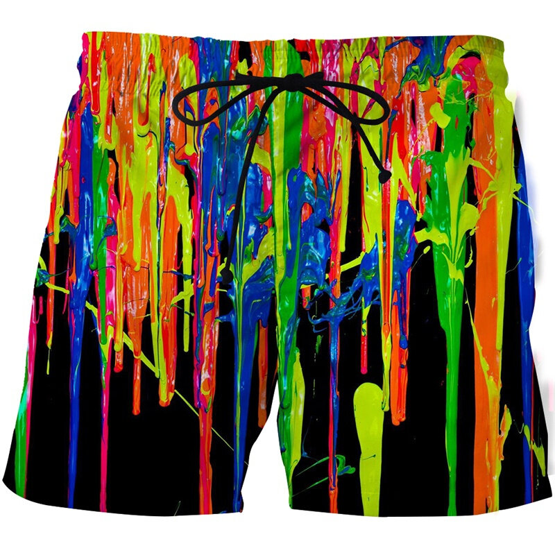 Scrawl-3D Print Shorts de praia para homens e mulheres, shorts esportivos legais, shorts casuais, shorts confortáveis, arte abstrata, shorts de verão, sunga
