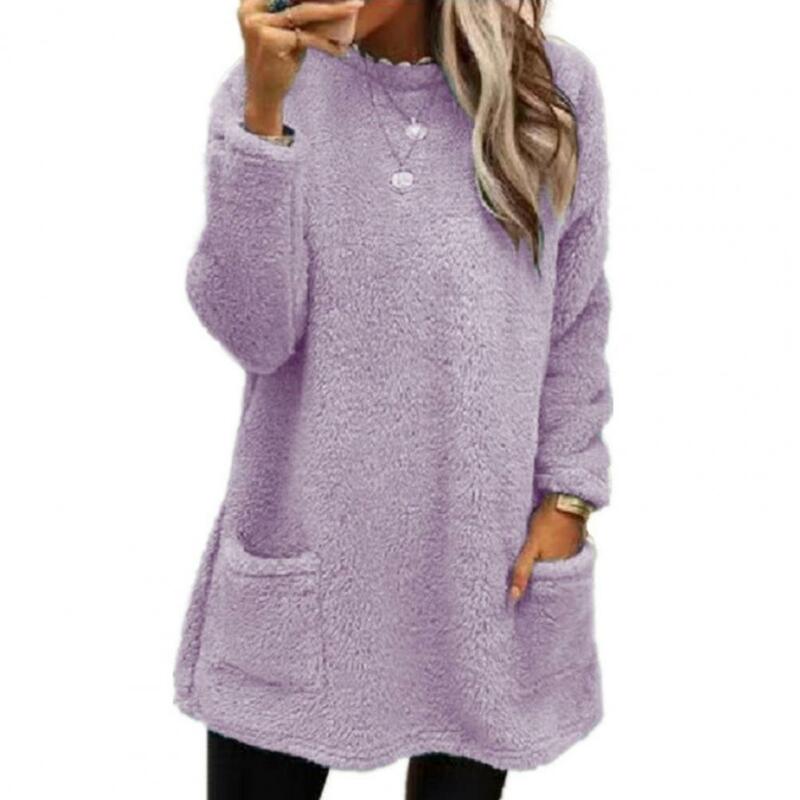 Maglione caldo di peluche spesso Pullover di media lunghezza da donna girocollo maglione addensato sciolto 22 autunno inverno nuovo