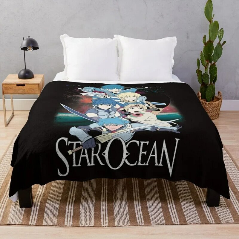 Star Ocean ผ้าห่มสำหรับเกม jrpg ผ้าห่มโยนลายสก๊อตผ้าห่มผ้าห่มผ้าห่มโยนลายสก๊อตน่ารักขนาดใหญ่พิเศษบนโซฟา
