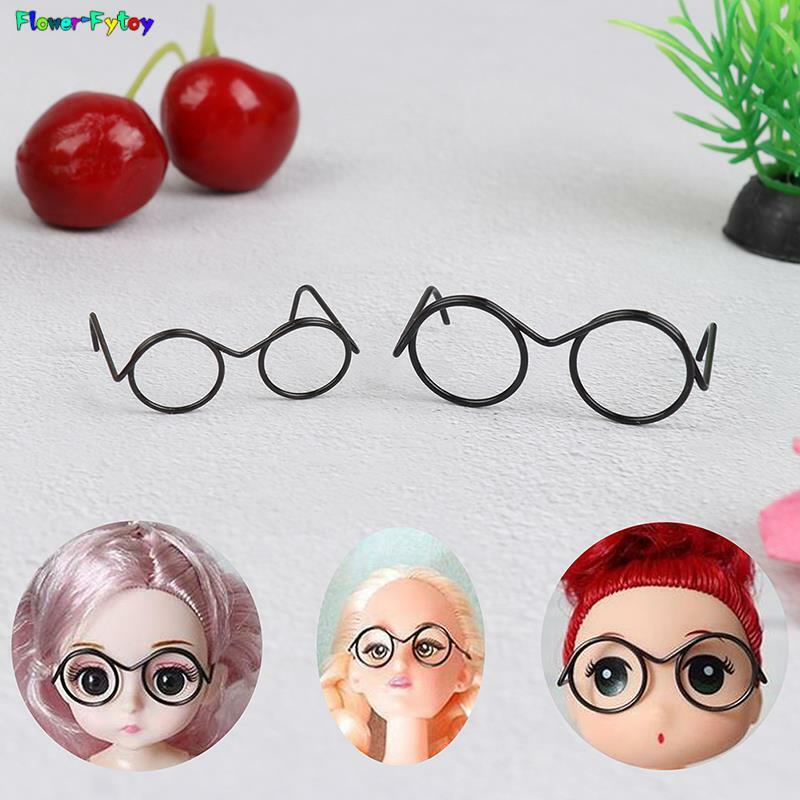 Gafas de marco redondo para muñeca, lentes Retro sin lente, 30cm, color negro, 2/10/12 piezas