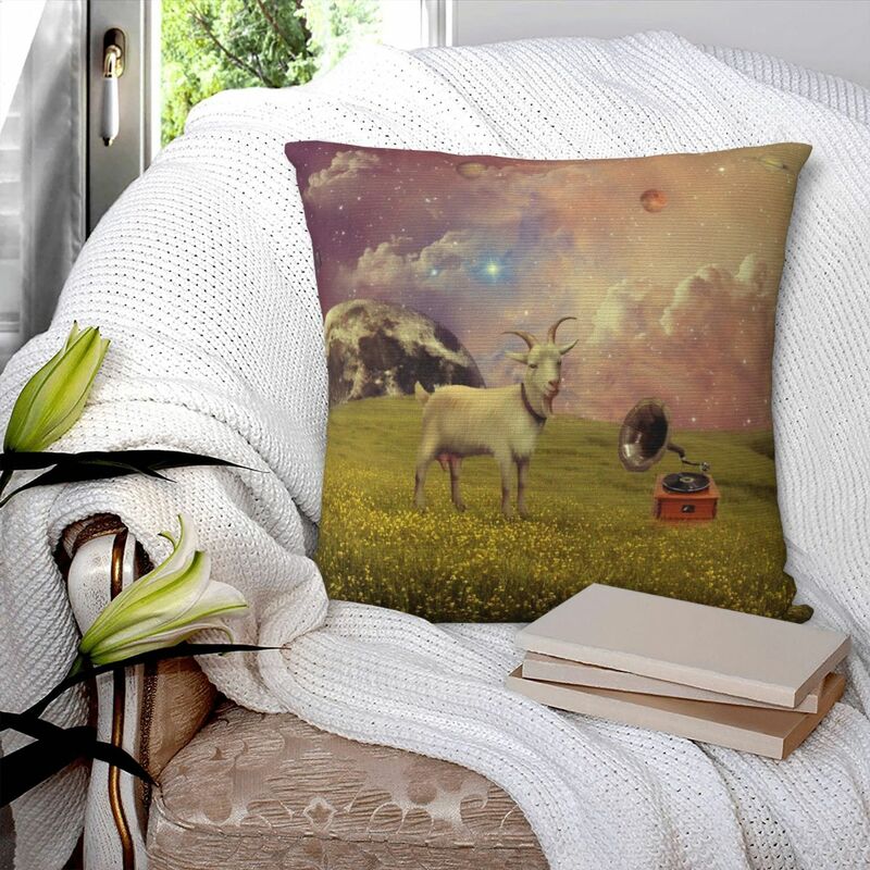 Funda de almohada Transdimensional Space Goat, poliéster, lino, terciopelo impreso, decoración con cremallera, para el hogar, venta al por mayor