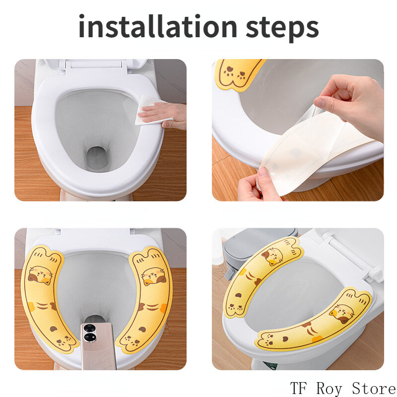 Cute Cartoon Cat Rabbit Toilet Sticker Toilet Mat Soft Universal Closestool Mat Pad lavabile toilette accessori per il bagno