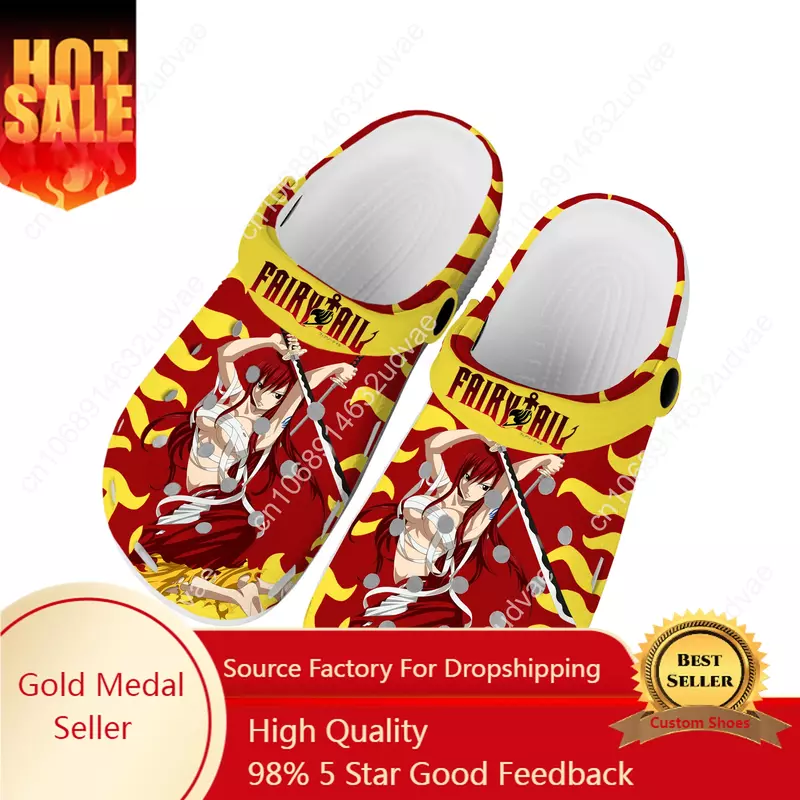 Anime F-Fairy T-Tail Erza Scarlet 3D Print Home Clogs Custom Water Shoes Men Women Teenager Shoe Garden Clog Beach Hole Slippers