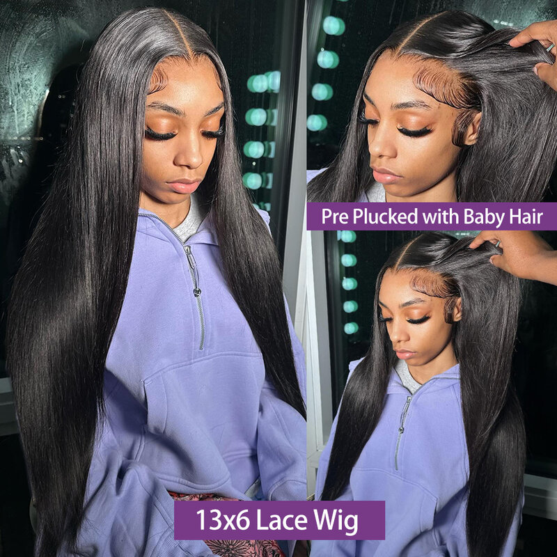 Brazilian Bone Straight 360 Lace Frontal Wig 5x5 4x4 Transparent Lace Frontal Human Hair Wigs 32 34 Inch 13X4 Lace Closure Wig