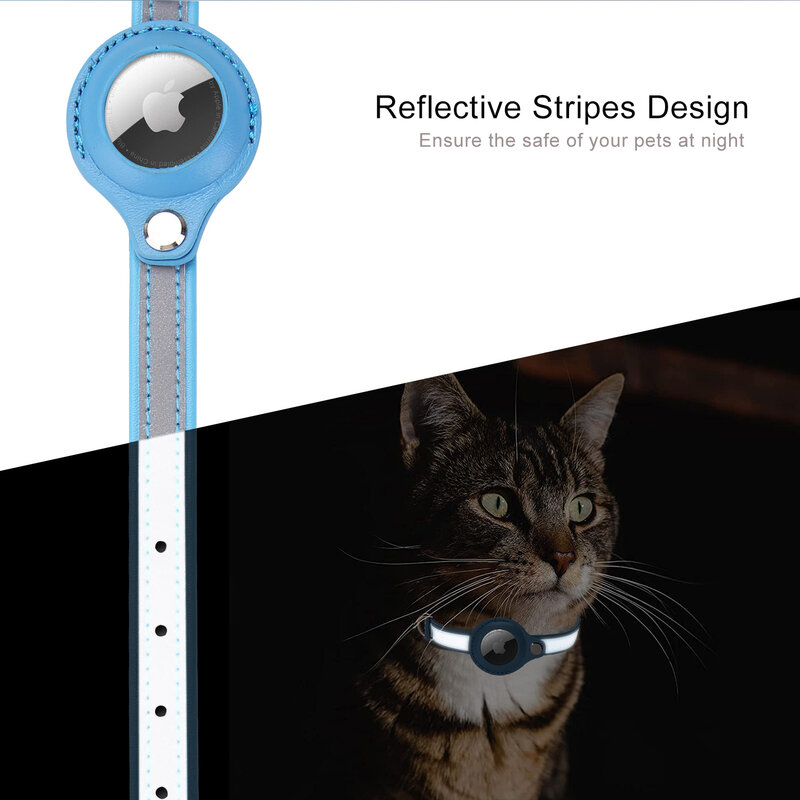 Collares reflectantes para mascotas con funda Airtag, Collar para gatos con funda protectora para localizador antipérdida, accesorios para perros, 1 unidad