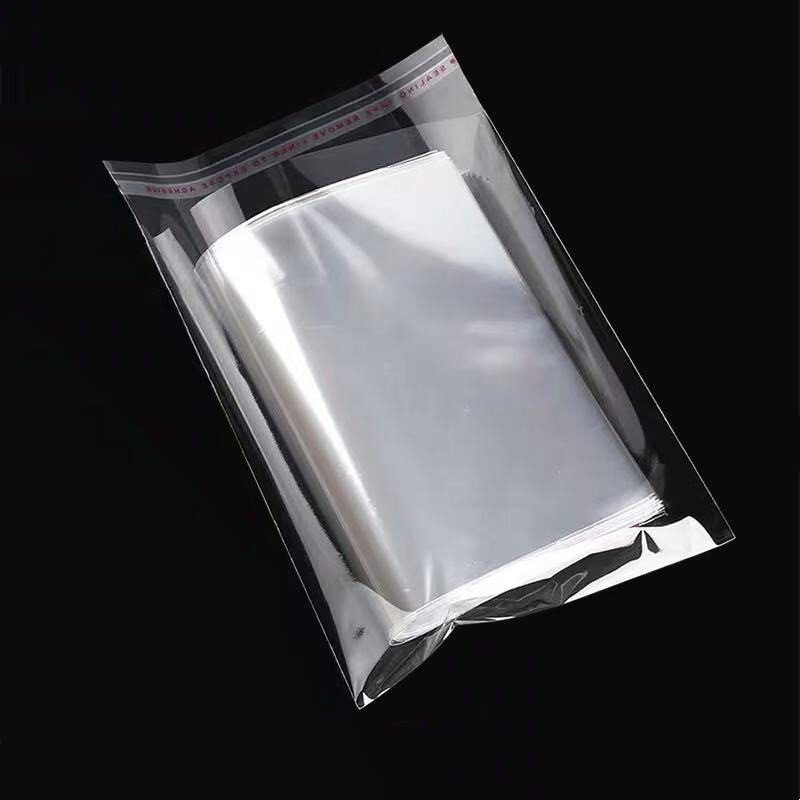 Sac en plastique transparent à fermeture auto-adhésive, utilisé pour emballer des bijoux, des bonbons, des biscuits, des cadeaux, 100 pièces