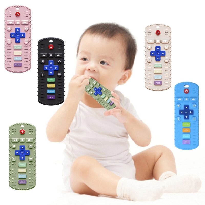 Juguetes para dentición del bebé silicona 77HD, mordedores silicona para bebés con forma Control remoto