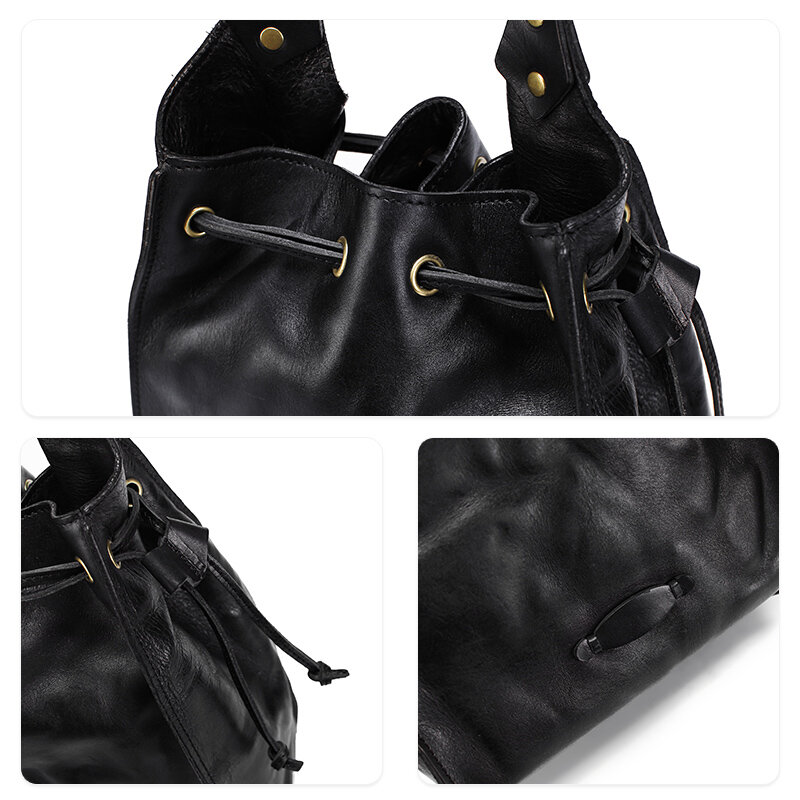 Damska torba na ramię Vintage Leather Crossbody torebka wiadro brązowa torba na ramię damska torba