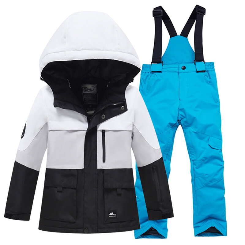 -30℃ 5 8 10 12 years old Children's snow suit set Boys and girls warm and waterproof ski suits Luxury off-road jackets and pants